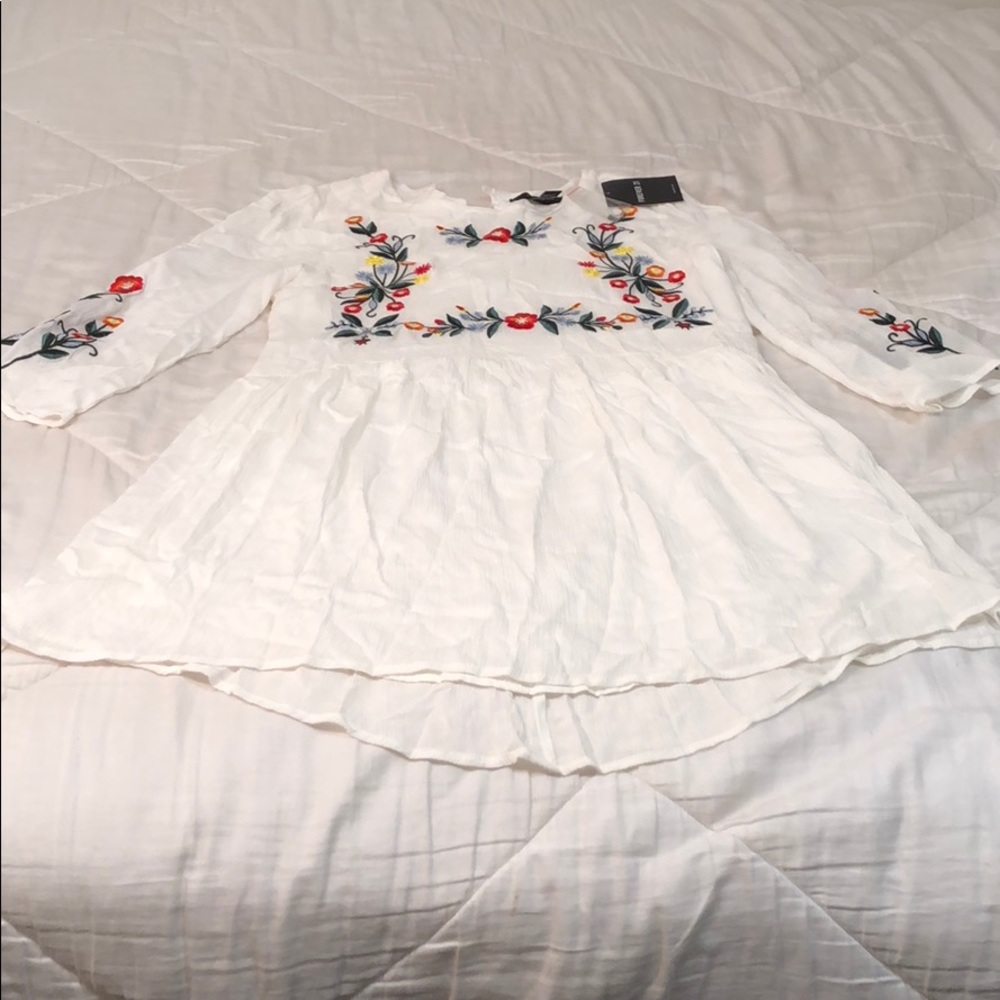 White Flowy Floral Dress